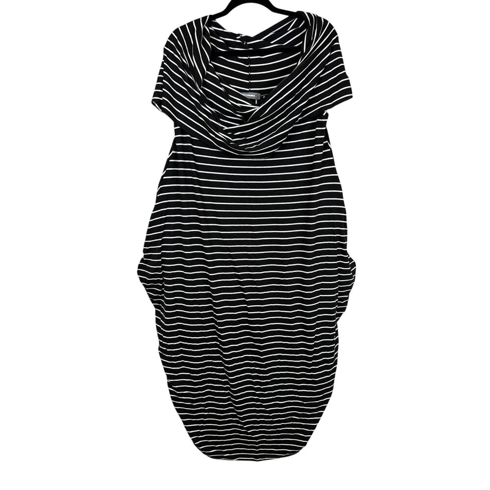 NWT Alembika Black White Cowl Neck Sleeveless Tapered Hem Dress Size 4 XL / 1X